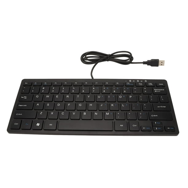 Teclado con cable USB 78 teclas Ultra delgado Mini teclado silencioso antideslizante portátil para computadoras portátiles de escritorio Negro