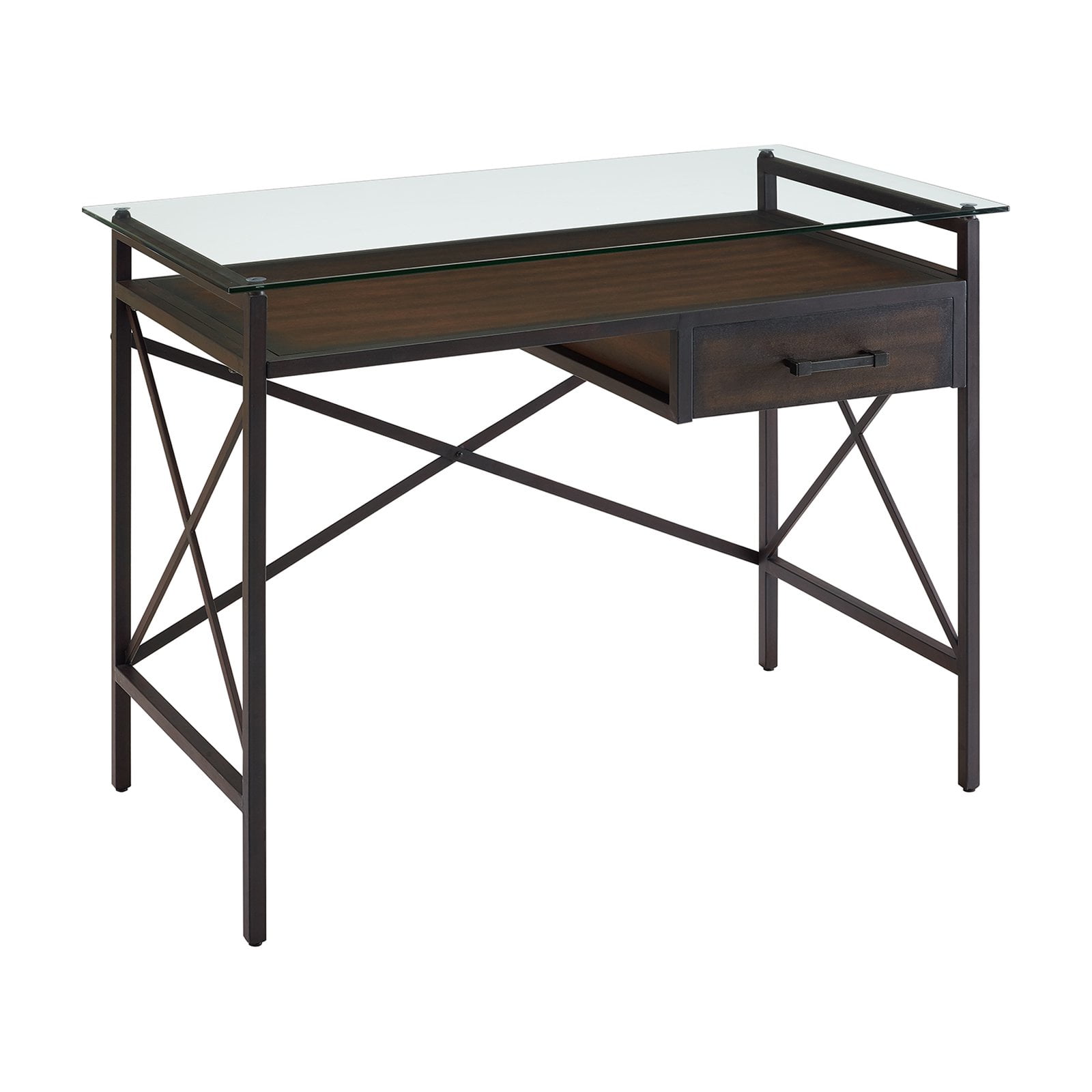 Southern Enterprises Ely Glass Top Writing Desk