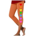 thumbnail image 3 of lcziwo Today's Sales, Capri Workout Leggings for Women Valentine's Day Heart Print Tight Capris Casual Elastic High Waisted Cropped Yoga Pants Orange S, 3 of 5