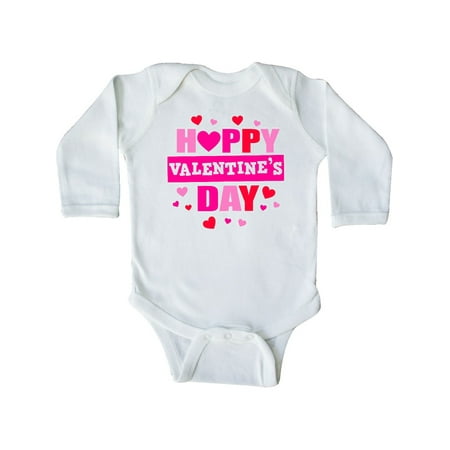 

Inktastic Happy Valentine s Day with Hearts Gift Baby Boy or Baby Girl Long Sleeve Bodysuit