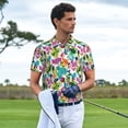 thumbnail image 3 of Honeii Watercolor Flowers print Polo Shirt, a classic short-sleeved, button-down golf shirt designed for menLarge, 3 of 6