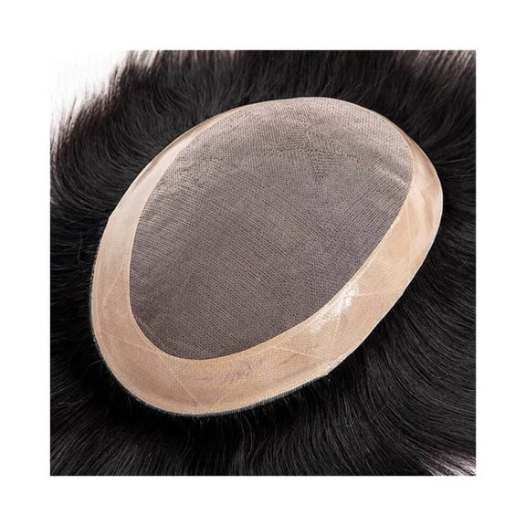 Men's Wig Human Hair Toupee Breathable Mono Top with PU Skin Around Men Hair Prosthesis