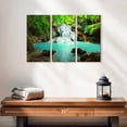 thumbnail image 2 of Elephant Stock Thai Huay Mae Khamin Waterfall Wall Art - Horizontal Multi Panel Canvas - Living Room Wall Decor - Nature Multi Panel - Turquoise And White Decor - 23" x 14", 2 of 4
