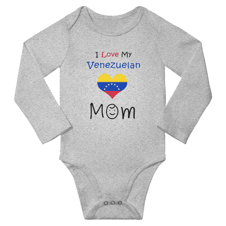 

I Love My Venezuelan Mom Baby Long Slevve Bodysuit Outfits (Gray 18-24 Months)