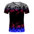 thumbnail image 3 of Men Short Sleeve Flame Printing Round Neck Pullover T Shirt Blouse, 3 of 8