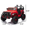 thumbnail image 3 of Hikiddo 12V Ride on Toy, 2-Seater Kids Ride-on Truck Electric Car with Remote, Bluetooth - Red, 3 of 10