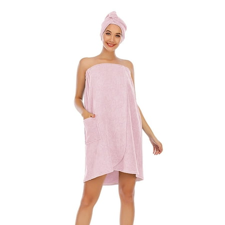 

Womens Pajamas Towel Hotel Nightrobe Bathrobe Skirt Thickened Bra And Absorbent Dress with Pocket for Women