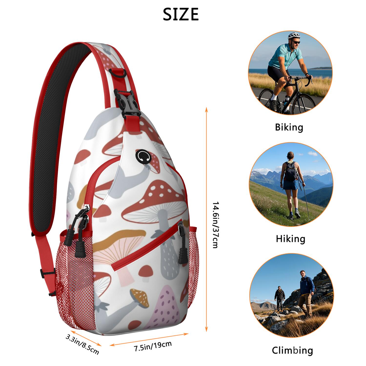 Crossbody Sling Bag Mushroom Travel Sling Bag Casual Bag for Men Women