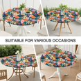 thumbnail image 7 of Pioneer Flower Floral Print Pattern Round Fitted Tablecloth with Elastic Edge,Dining Table Cover Waterproof,Outdoor Round Tablecloth for Camping,Dining,Indoor and Outdoor, 7 of 7