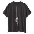 thumbnail image 1 of Tops de mujer Estilo gótico oscuro Cráneo contemplativo Colgando en el aire Características de balanceo Casual Manga corta Verano Estampado retro Manga corta suelta Pompotops hfajkhk138733, 1 of 9