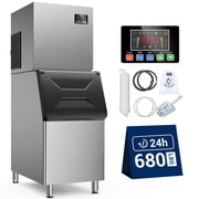Joreek Commercial Ice Maker 680 LBS/24h with 450 LBS Storage Bin, 156 Ice Cubes Ready in 5-15 min, Stainless Steel Industrial Ice Machine 30 Adjustable LCE Thicknesses for Bar Restaurant Cafe