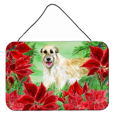 Carolines Treasures CK1318DS812 Irish Wolfhound Poinsettas Wall or Door Hanging Prints  8x12 multicolor