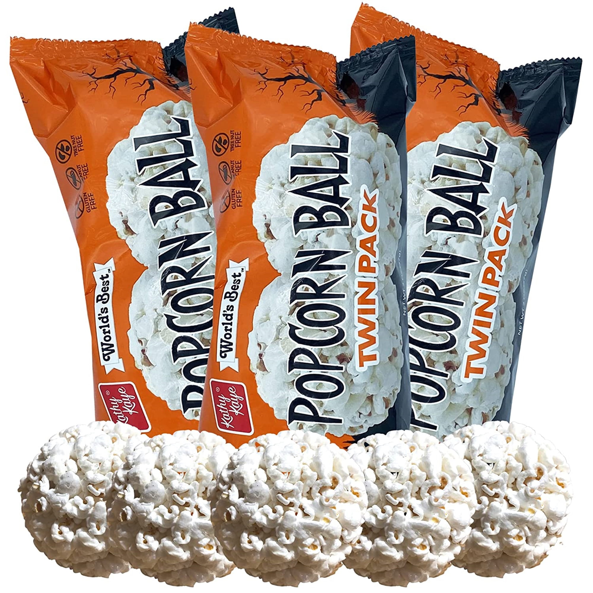 Halloween 2022 Popcorn Balls Individually Wrapped Twin Packs, Gluten