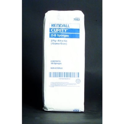 12 Ply Sponges - Curity OB Sponge, 2 Ply, 4 X 4 Inch Square, O-B Cotton, Covidien 7053 - Pack of 100