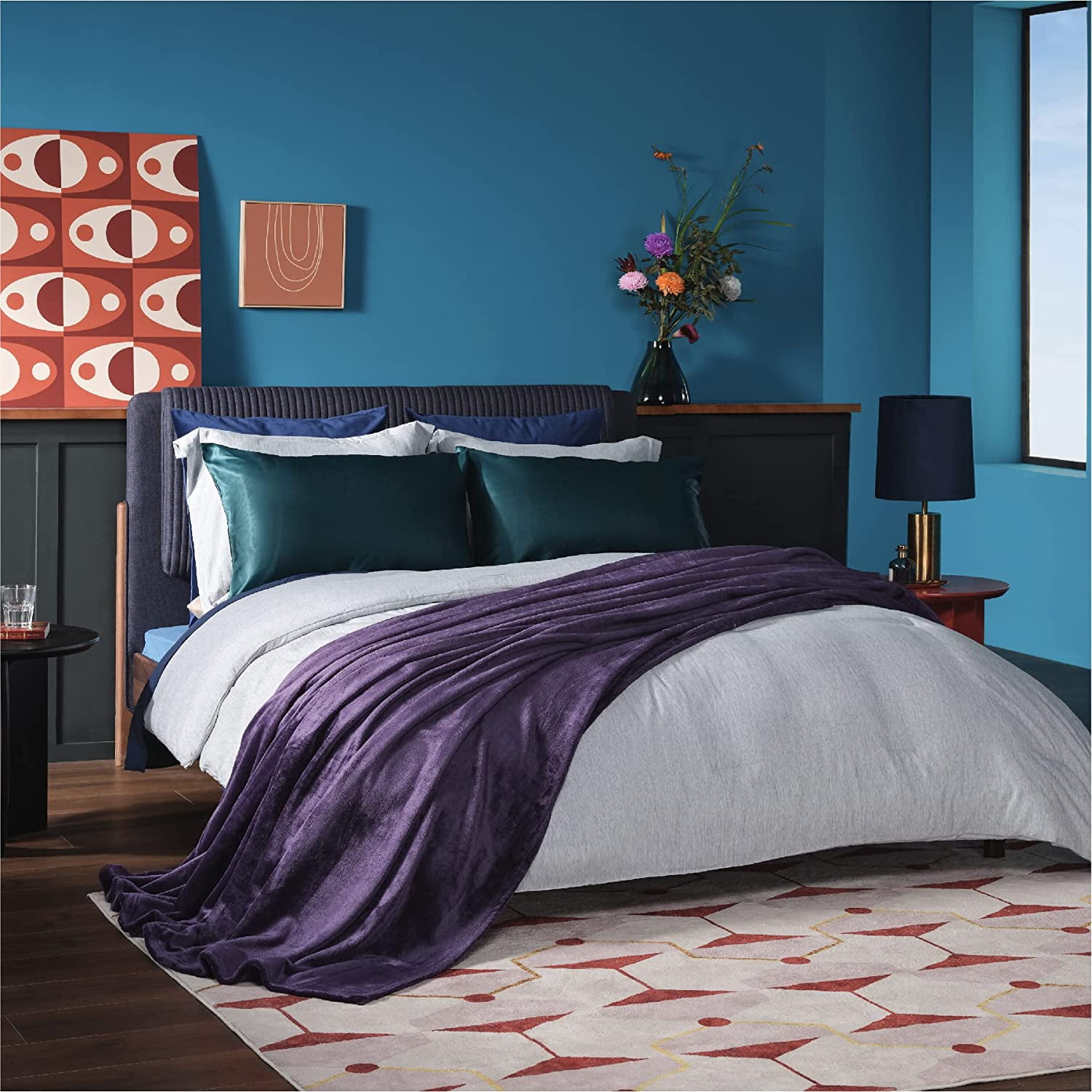 Htooq Fleece Blankets King Size Purple Bed Blanket Soft Lightweight Plush Cozy Fuzzy Luxury Microfiber 108x90 Inches Purple 108x90 Purple 108x90