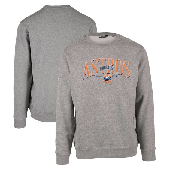Men's Levelwear Gray Houston Astros Zane Cooperstown Collection Retro Spellout Pullover Sweatshirt