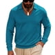 thumbnail image 2 of pstuiky camisas de manga larga para hombre, Blusa informal de manga larga con cuello en V y solapa para hombre, de color liso top de hombre m, 2 of 6