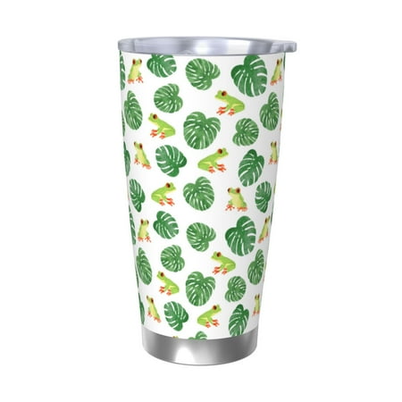 

Matuu Frogs And Tropical Leaves for 20oz Durable Thermal Cups Keep Drinks Cold and Hot Insulated Car Mug with Lid-Without Straw