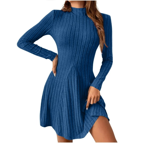 Women’s Long Sleeve Sweater Dress Casual Fall Winter Crew Neck Knit Short Dresses