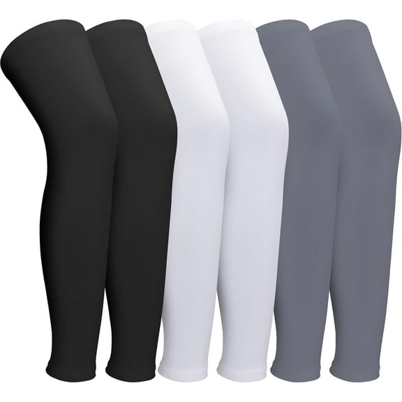 3 Pairs Leg Sleeves,Full Length Leg Compression Sleeve,Sports Leg Knee Sleeve with Anti Slip Silicone Strips,UV Protect Long Leg Sleeves for Men Women Basketball Football Running