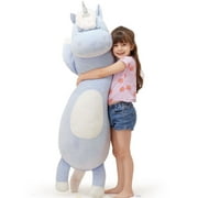 Tezituor 51'' Blue Unicorn Stuffed Animal Giant Plush Unicorn Body Pillow Plush Toy