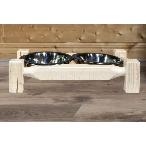 Homestead Collection Small Pet Feeder, Clear Lacquer Finish