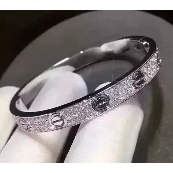 Bracelet Bangle 5 Ct Round Cut White Moissanite Women's 14K White Gold Plated