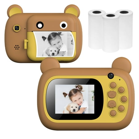 Docooler A7 Kids Camera 1080P Digital Instant Camera Photo Printer with 24Mp Dual Cameras 2.4 inch Display Screen 3 Rolls of Print Paper 16G TF Card for Children