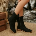 thumbnail image 3 of Rokment Women's Winter Fall Mid Calf Dress Boots 2025 Ladies Suede Pointed Toe Chunky Low Heel Short Ankle Booties, 3 of 7