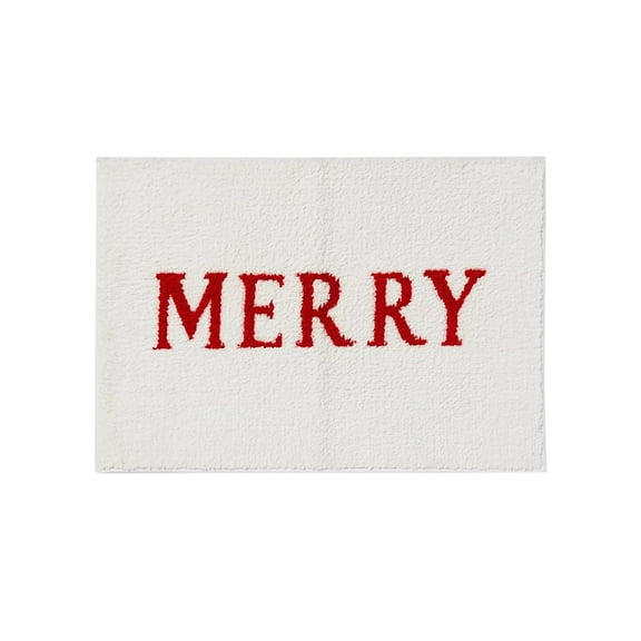 Christmas Rug | Merry and Cozy | Imitation Area Rug with Raised Plush Design