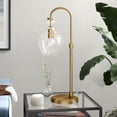 thumbnail image 2 of Evelyn&Zoe Verona 27" Tall Arc Table Lamp with Glass Shade, Brushed Brass/Clear, 2 of 6