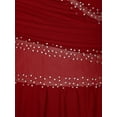 thumbnail image 5 of Jowowha Women's Lyrical Dance Costume High Low Rhinestone Modern Contemporary Dance Dress Burgundy XXL, 5 of 7