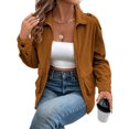 thumbnail image 7 of Cuteduck Women Corduroy Fall Fashion Jacket Zip Up Waffle Knit Casual Shacket Long Sleeve Lapel Coat with Pocket S-XL, 7 of 7