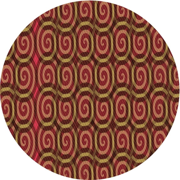 Ahgly Company Indoor Round Patterned Cranberry Red Area Rugs, 5' Round