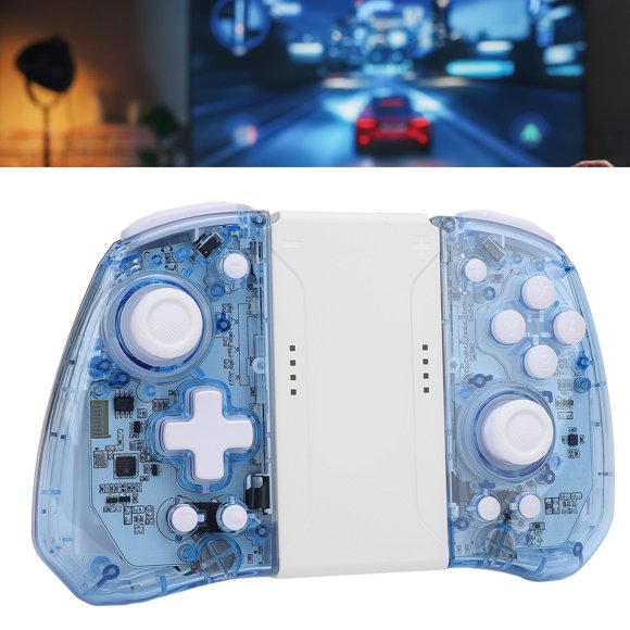 OLED Controller for Switch, RGB Breathing LED Ergonomic 500mAh Six Axle Motion Control Controllers Replacement for Switch for Gaming Transparent Gray,Transparent Blue,Transparent