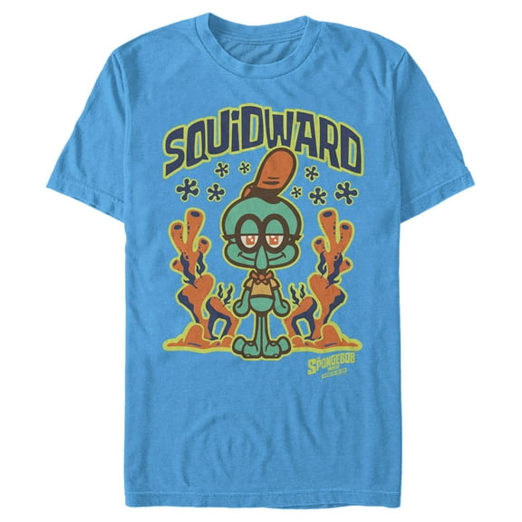 Men's SpongeBob SquarePants Sponge on the Run Young Squidward Pose Graphic Tee Turquoise 2X Large