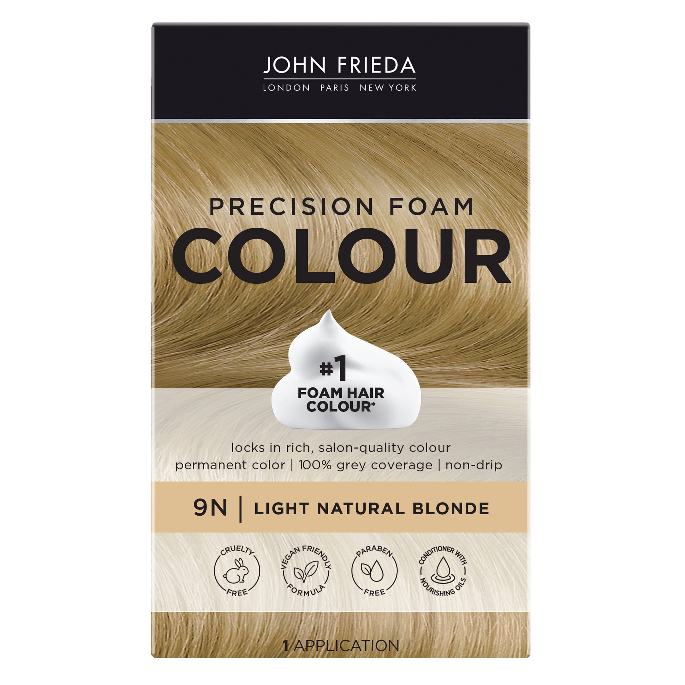 John Frieda Precision Foam Permanent Blonde Hair Color, Blonde Hair Dye, 9N, 1 Application