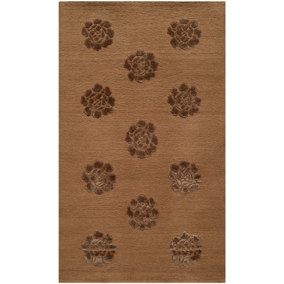 Martha Stewart  by  Medallions Silk/ Wool Rug Cocoa 3'9" x 5'9" Handmade 3' x 5', 4' x 6' Indoor Living Room, Bedroom, Dining Room