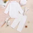 thumbnail image 6 of larppty Baptism Christening Outfit for Boy Baby Clothes Suit Infant Gentleman Wedding Outfit Bowtie Romper Suspender Pants Set (White,9-12 Months), 6 of 6
