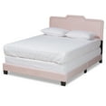thumbnail image 2 of Baxton Studio Benjen Contemporary/Modern Velvet Back Support Panel Bed, Full, Light Pink/Black, 2 of 9