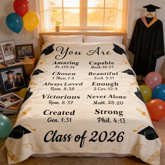 Noothes Graduation Blanket 2026 Class of 2026 Throw Soft Flannel Senior Year Decor for High School College Graduate Gifts for Her