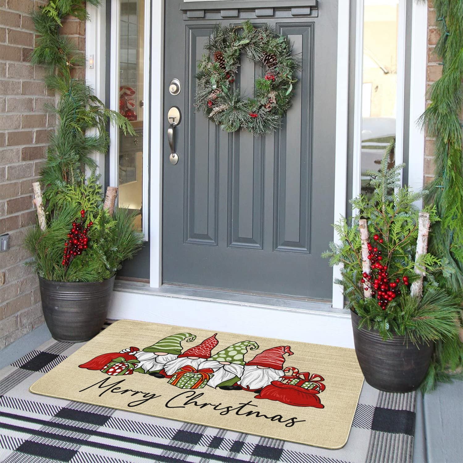 Double Front Door Mat, Large Christmas Doormat, Winter Doormat
