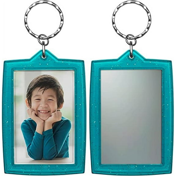 Snapins Teal Sparkle Acrylic 1.75x2.75 Photo Keychains with Mirror - Pack of 144