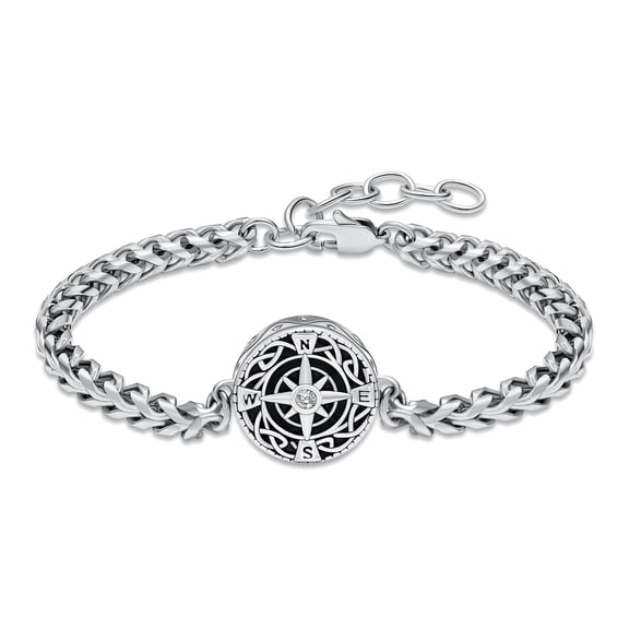 Compass Urn Bracelet for Ashes Adjustable Link Bangle Cremation Stainless Steel Bracelet Keepsake Loved Ones Memorial Jewelry for Women Men