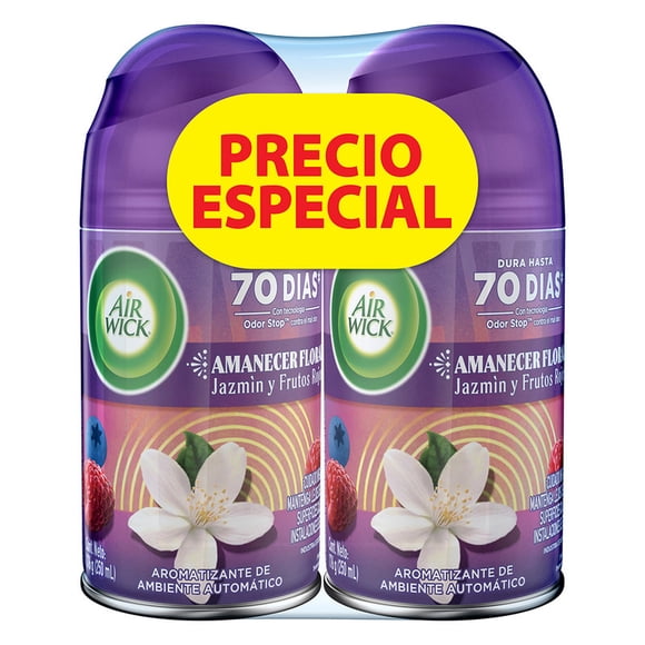 Aromatizante de ambiente automático, Air Wick® 2 repuestos Jazmín y Frutos Rojos 250 mL c/u