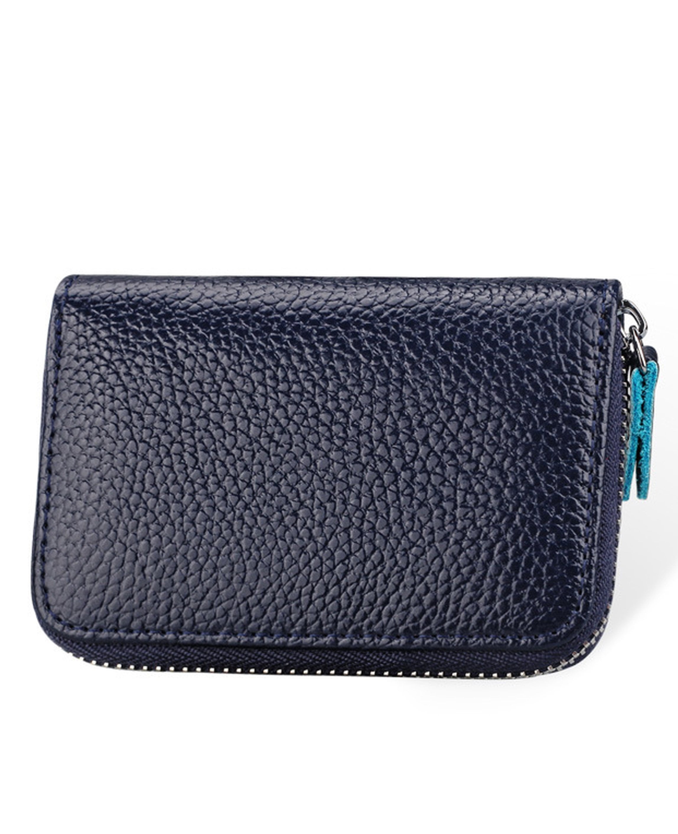 Ayli Women's Leather Credit Card Holder Accordion Style Zip Around ...