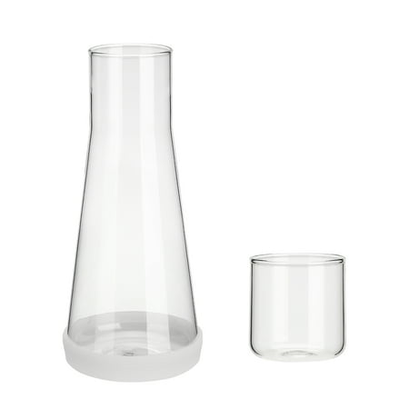 

Clear bedside water bottle set with glass and silicone ring for bedroom night water bottle with glass bathroom mouthwash sober bottle with bedside table glass