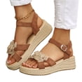thumbnail image 1 of Rose Sandales à Talons Plateforme, Sandales Orthopédiques à Plateforme Compensée Été Habillées Plates 2026 à Bout Ouvert avec Bride à la Cheville Espadrilles Sandales Décontractées à Brides à Enfiler Sandales de Plage Boho, Brun 8, 1 of 9