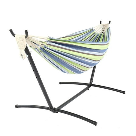 Wqmh Double Hammock with Space Saving Steel Stand 2 Person Heavy Duty Garden Yard Outdoor 300lb Capacity Hammocks and Portable Carrying Bag,Green