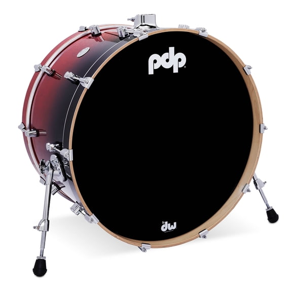 PDP Concept Series Maple Bass Drum, 14x24, Red to Black Fade Lacquer w/Chrome Hardware